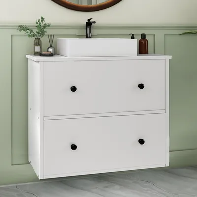 Produktbild von YITAHOME Waschbeckenunterschrank Waschbeckenschrank Badunterschrank mit 2 Schubladen, 60 x 30 x 50 cm, Weiß