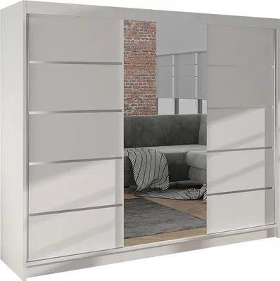 Produktbild von MIRJAN24 Schiebetürenschrank  Derby VI, Kleiderschrank, Stilvoll Schlafzimmer Garderobenschrank (Farbe: Weiß)