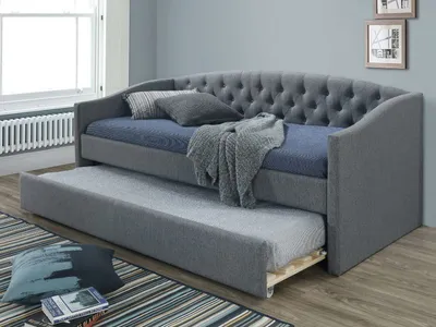 Obrázok produktu pre Sivá čalúnená posteľ ALESSIA 90 x 200 cm