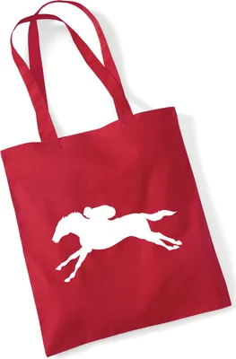 Produktbild von Huuraa Jutebeutel Pferderennen Silhouette 10 Liter Classic Red Baumwolle Tasche Geschenkidee