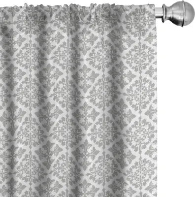 Produktbild von ABAKUHAUS Grau Vorhänge, Gardinen, Antike Viktorianische Retro Blumenmuster Im Modernen Grafischen Druck Altmodische Kunst, 2 Stück 75 x 245 cm, Grau weiß