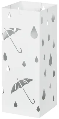 Produktbild von HOMCOM Regenschirmständer Schirmständer mit 4 Haken, Wasserauffangschale Weiß