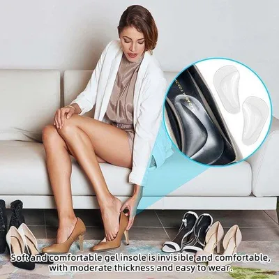 Image de Semelles de soutien en gel pour pieds plats - Semelles ergonomiques pour soulager les douleurs au talon - Confortables, lot de 6 paires