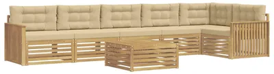 Productafbeelding van vidaXL Buitenloungeset, 7-delig, wit en beige, polyester