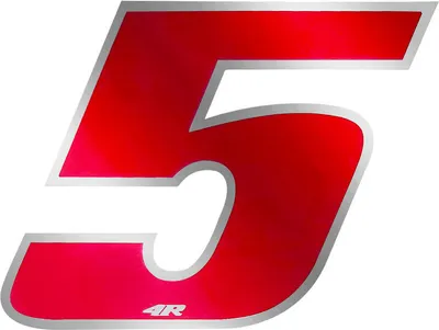 Obrázek produktu pro Nálepka závodní číslo pro motocykl "5" červená 100 x 130 mm