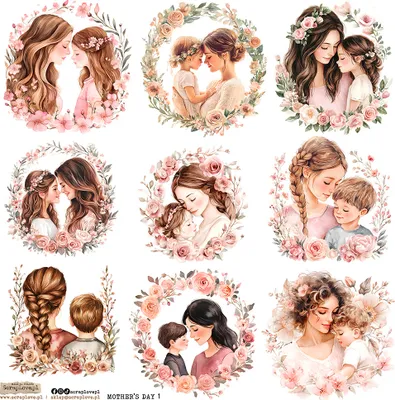 Image de Autocollants en papier - ScrapLove - Fête des mères 1 Mère et fille