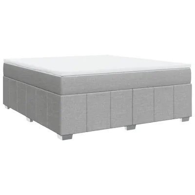 Image de vidaXL Lit boxspring avec matelas gris clair 180x200 cm Tissu