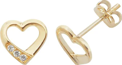 Produktbild von Edle 9 Karat (375) Gold Herz Damen - Paar Ohrstecker mit Zirkonia - 7mm*7mm; TRS1869