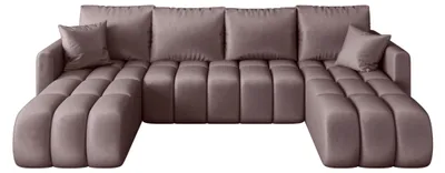 Produktbild von CORNERO Ecksofa mit schlaffunktion GARDA U-Form dunkelrosa Velours Monolith 62 - Schlaffunktion, Bettkasten
