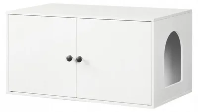 Zdjęcie produktu dla Szafka dla kota z wejściem bocznym, stolik pomocniczy, biały, 80x45x41,5 cm
