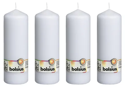 Image de lot de 4 bougies - hauteur 20 cm - diamètre 6,8 cm - blanc