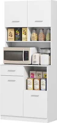 Produktbild von Küchenschrank, Buffet mit Schublade, Soft-Close Türen, 80 x 35 x 180 cm, Weiß