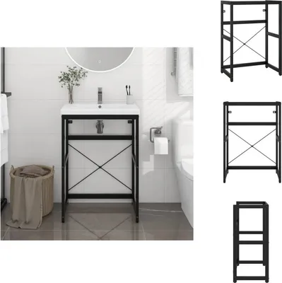 Zdjęcie produktu dla vidaXL Stelaż do umywalki czarny 59x38x83 cm żelazny - Umywalki łazienkowe