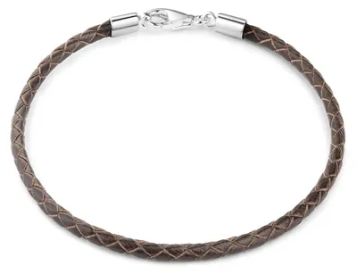 Productafbeelding van MATERIA armband van Matthias Wagner, met kralen, bruin leer, voor heren en dames, met karabijnsluiting, 18-22 cm, model A56