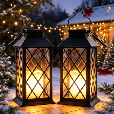 Zdjęcie produktu dla Dwie lampy solarne zewnętrzne, idealne do ogrodu, z efektem płomienia