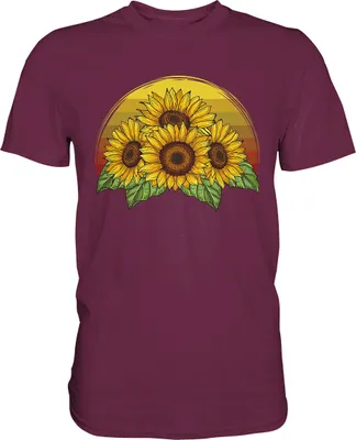 Produktbild von Retro Sonnenblumen T-Shirt Gärtner Geschenk – Burgundy / S