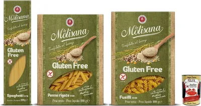 Produktbild von La Molisana, Test Senza Glutine, Spaghetti Fusilli Penne rigate,Nudeln Gluten freie Pasta und Bronzezeichnung mit Vollreis, Mais und Quinoa, Kochzeit 10 Minuten, 3x 400 g + Italian Gourmet polpa 400g