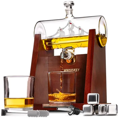 Whiskey-Karaffen-Set 1100 ml mit Gläsern & Steinen