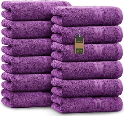 Produktbild von Famanu Set von 12 Gästehandtüchern 30 × 50 cm, weich und saugfähig – Lila