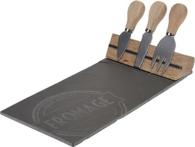 Image de Plateau à fromage en bambou 30 x 15 cm avec couverts et support magnétique