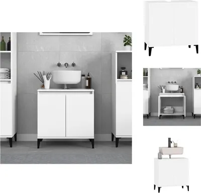 Image de vidaXL Meuble sous-lavabo blanc 58x33x60 cm Bois composite - lavabos de salle de bains