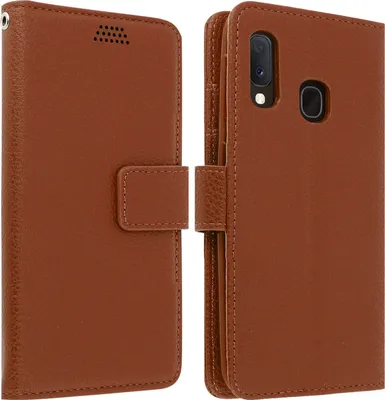 Produktbild von Samsung Galaxy A20e Flip-Cover mit Kartenfächern & Standfunktion – Braun