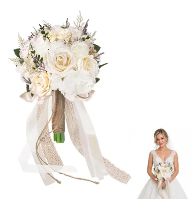 Image de Bouquet de fleurs artificielles, 25 x 21 cm, décoration pour mariage