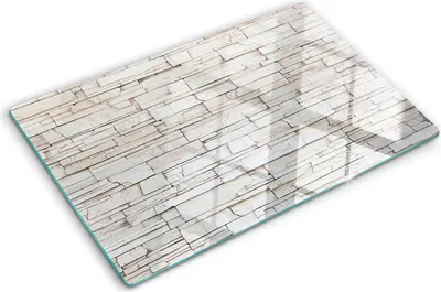 Obrázek produktu pro Kryt varné desky – Kryt na indukční desku – Ochranná skleněná deska – 80x52 cm– Skleněné ochranné desky na sporák –Tvrzené sklo –Bílá kamenná zeď