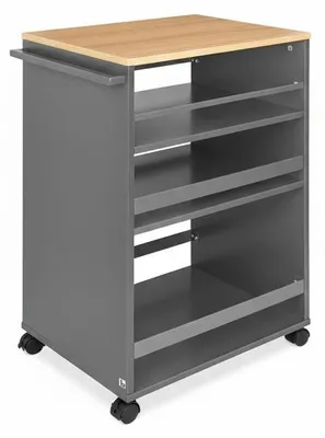 Image de Bomoe Chariot de service à roulettes 50 x 38 x 79 cm Anthracite et chêne