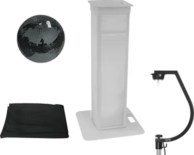 Obrázok produktu pre EUROLITE Set Spiegelkugel 30cm schwarz mit Stage Stand variabel + Cover schwarz (20000715)