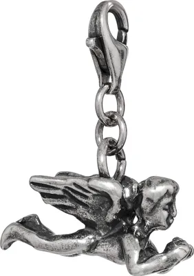 Produktbild von Betender Engel mit Flügeln Charm-Anhänger 925 Silber antik 18x11mm Bettelarmband