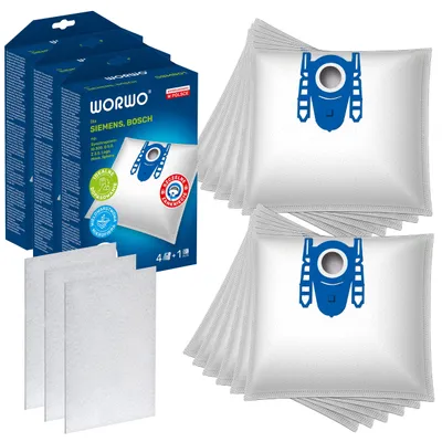Vacuum cleaner bags and filters displayed.