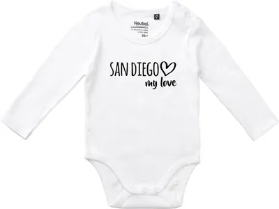 Produktbild von Huuraa Baby Body San Diego my love 68 White  Baumwolle Fairtrade Langarmbody Geschenkidee