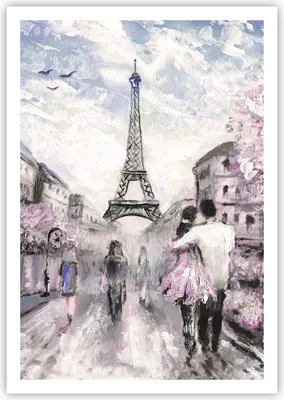 Produktbild von Poster - Poster ohne Rahmen - Paris Weg Illustration eiffle - 70x100 cm - Wand Bild - Wanddeko - Wandbilder - Kunstposter - Wandposter - Bilder - Kunstdruck - Wandbild - P2XPA70x100-3149