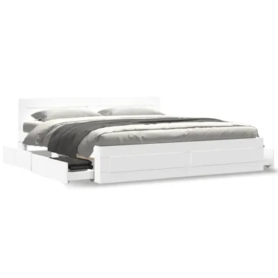 Zdjęcie produktu dla Maison Exclusive - Rama łóżka z zagłówkiem bez materaca, biała, 200x200 cm
