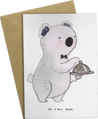 Produktbild von Mr. & Mrs. Panda Klappkarte Restaurantfachmann Herz - Weiß - Geschenk, hochzeitskarten, osterkarte, einladungskarten, weihnachtskarten, Glückwunschkarte