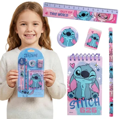 Produktbild von DISNEY Stitch Schulset für Kinder – Schulbedarf & Schulausstattung, 5-teiliges Set