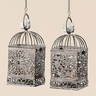 Produktbild von Windlicht Eisen Glas Ornamente H.22 cm 2er Set