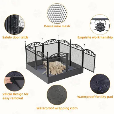 Produktbild von Hunde Welpenlaufstall - 8-Panel Hundegehege - Schwerer Metallzaun - Innen/Außen - Mit wasserdichter Wurfmatte - Für Wurfkiste & Training - Schwarz