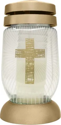 Image de Cimetière verre 23cm dépôt de bougies CROSS or