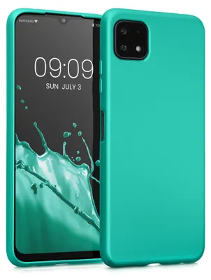 Produktbild von kwmobile Handyhülle für Samsung Galaxy A22 5G Hülle - Silikon Case metallisch schimmernd - Schutzhülle Cover - Metallic Türkis