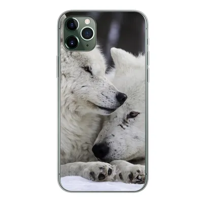Produktbild von MuchoWow® Handyhülle Schutzhülle Hülle für iPhone 11 Pro Max Wölfe - Schnee - Familie Silikon Softcase Handy Hülle - Schutz