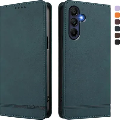Image de Etui pour Samsung Galaxy A26, étui rétro en cuirPolyuréthaneavec support et fentes pour cartes de crédit Vert