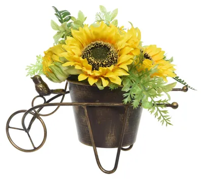 Sonnenblumen im Topf - Kunstblumen - Dekoblumen - H: 23cm - gelb