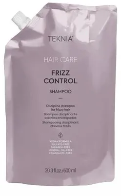Image de Lakmé Teknia Frizz Control Shampooing Shampooing lissant pour cheveux rêches et indisciplinés Recharge 600 ml