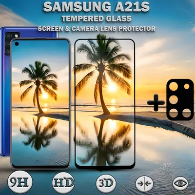 Produktbild von Samsung Galaxy A21S Displayschutzfolie und Objektivschutz aus gehärtetem Glas 9H