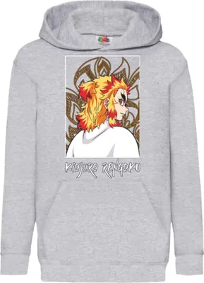 Immagine prodotto di Felpe con cappuccio per bambini Demon Anime Slayer Kyojuro Rengoku 003, 9-11 Jahr - 140 / Gris