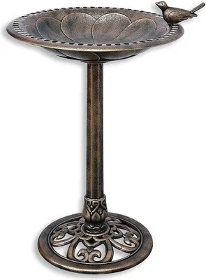 Produktbild von Famanu Vogelbad Antik Bronze - Wetterbeständig, 30 Zoll, mit Sockel