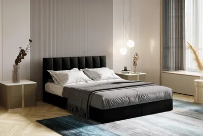 Produktbild von TRADA City Boxspringbett 160 x 200 mit Bettkasten und Topper Schwarz