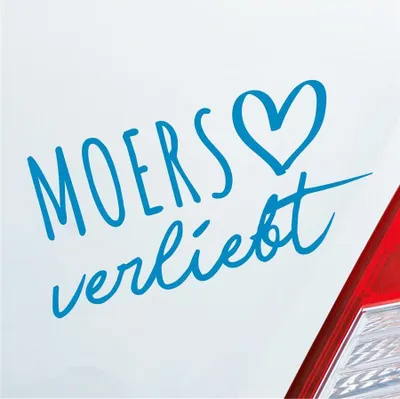 Produktbild von Auto Aufkleber Moers verliebt Herz Stadt Heimat Liebe Car 19x10 cm Hellblau Sticker Heckscheibenaufkleber